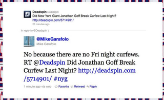 Illustration for article titled Did New York Giant Jonathan Goff Break Curfew Last Night? (Updated W/ Curfew Rule Assertion)